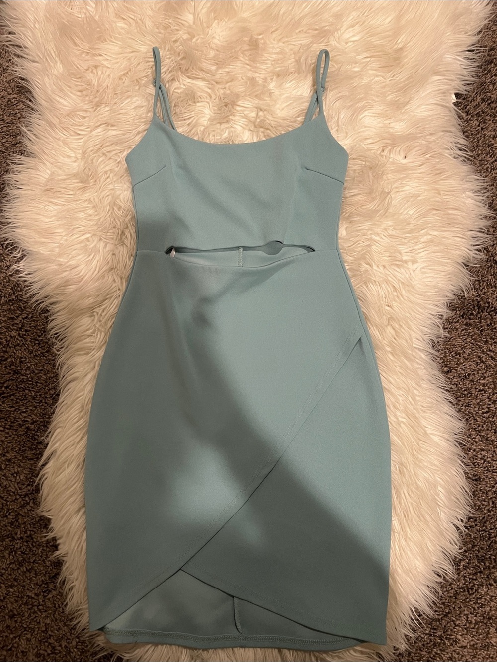 Lulu's Dusty Blue Spaghetti Strap Mini Dress